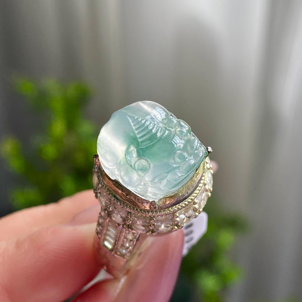 冰种飘花貔貅戒面裸石（yc199631）