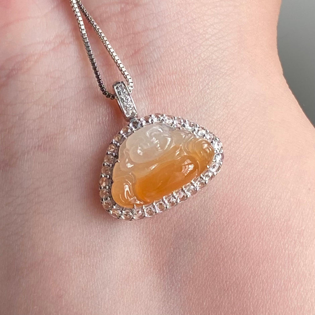 18k金钻镶冰种黄翡佛公吊坠（yc204876）