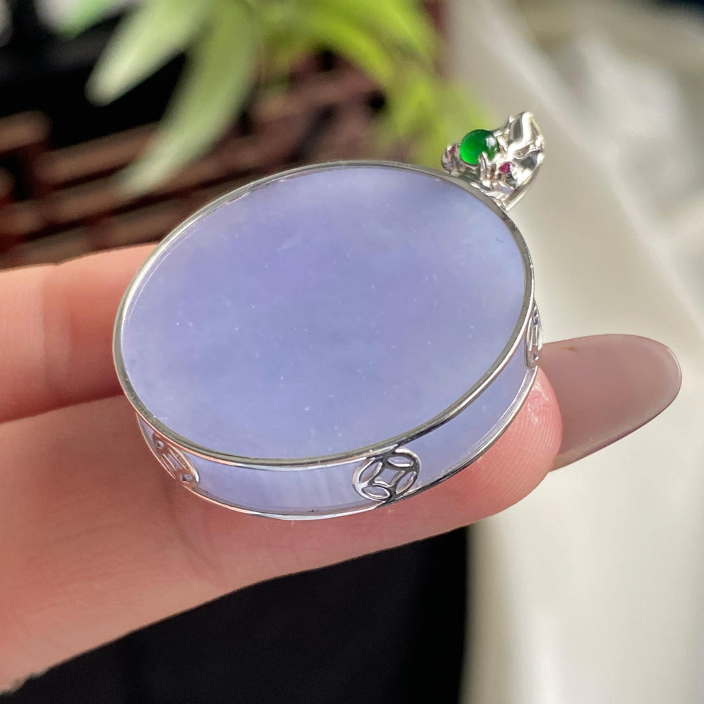 18k金钻镶细糯种紫罗兰圆牌吊坠（yc197331）