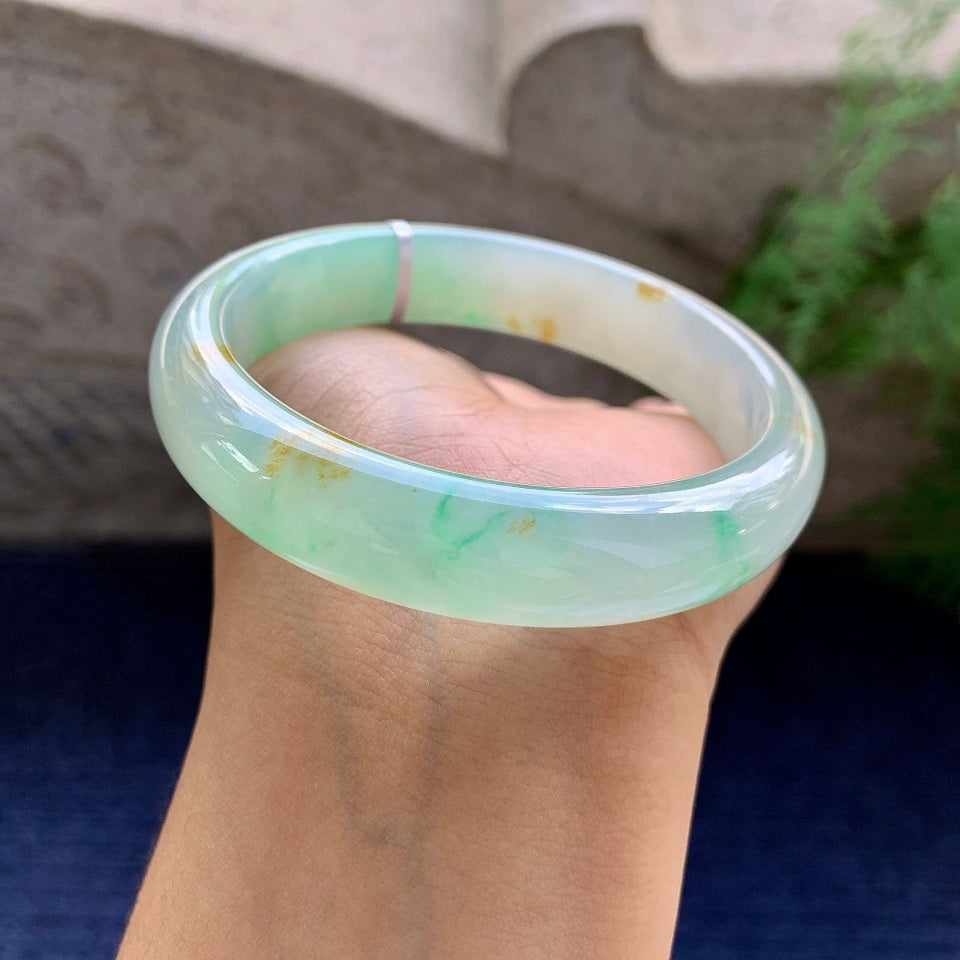糯冰种晴水飘黄翡平安镯（58.8mm）（yc172334）
