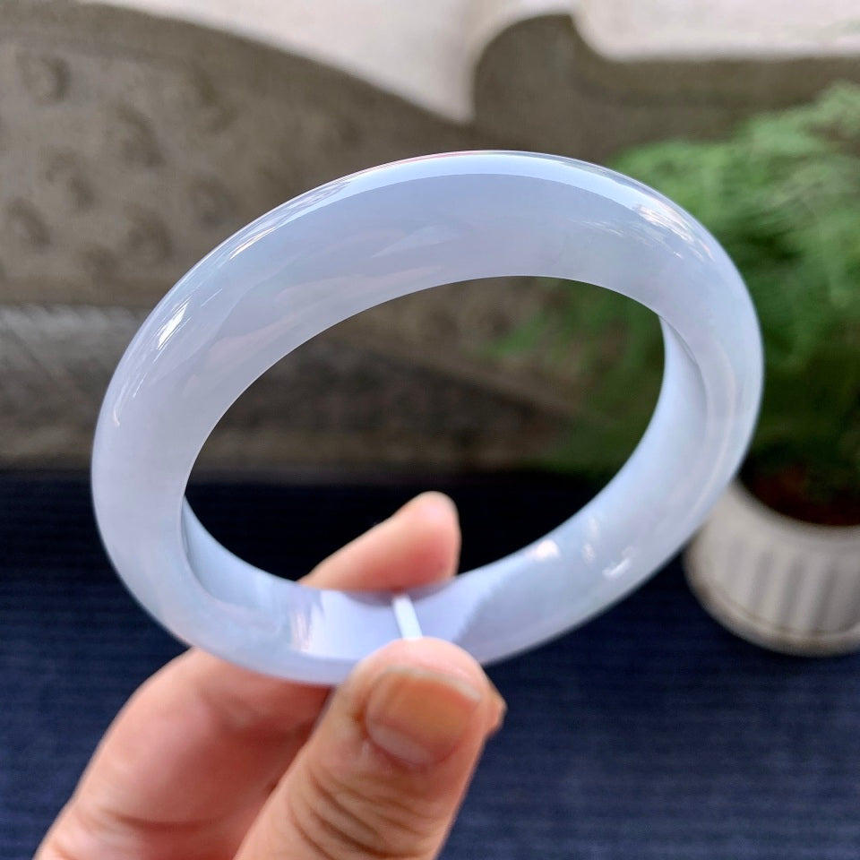 糯冰种紫罗兰平安镯（58.5mm）（yc079968）