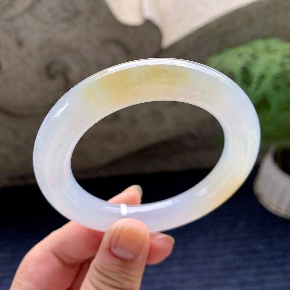 糯冰种黄翡圆条手镯（56.2mm）（yc118369）