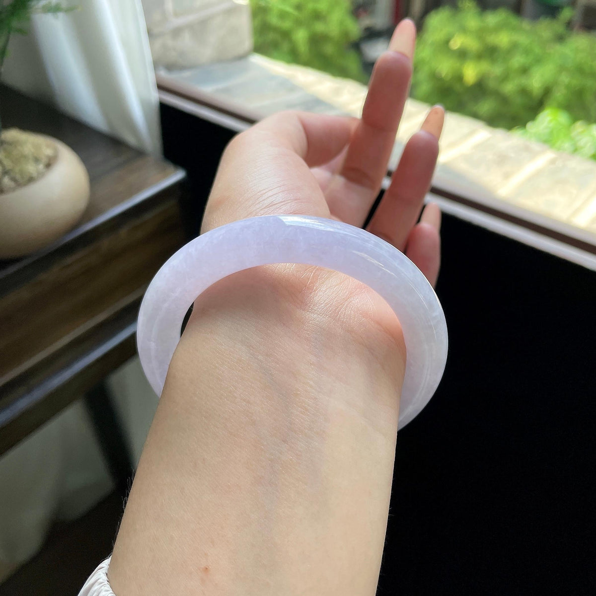 糯种粉紫罗兰圆条美人条 56圈 天然缅甸A货翡翠（yc693168）