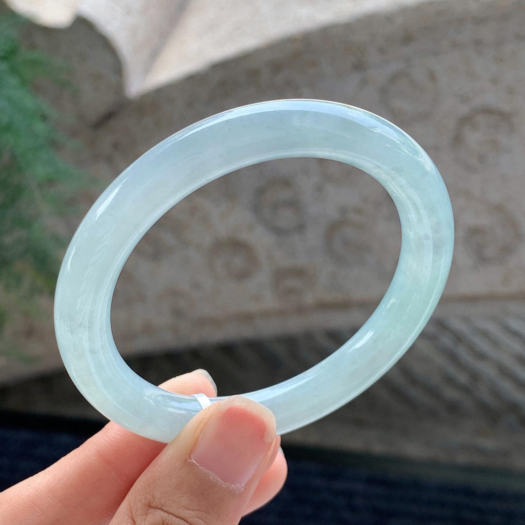 细糯种 晴底圆条手镯 52.3圈 天然缅甸A货翡翠（yc699574）