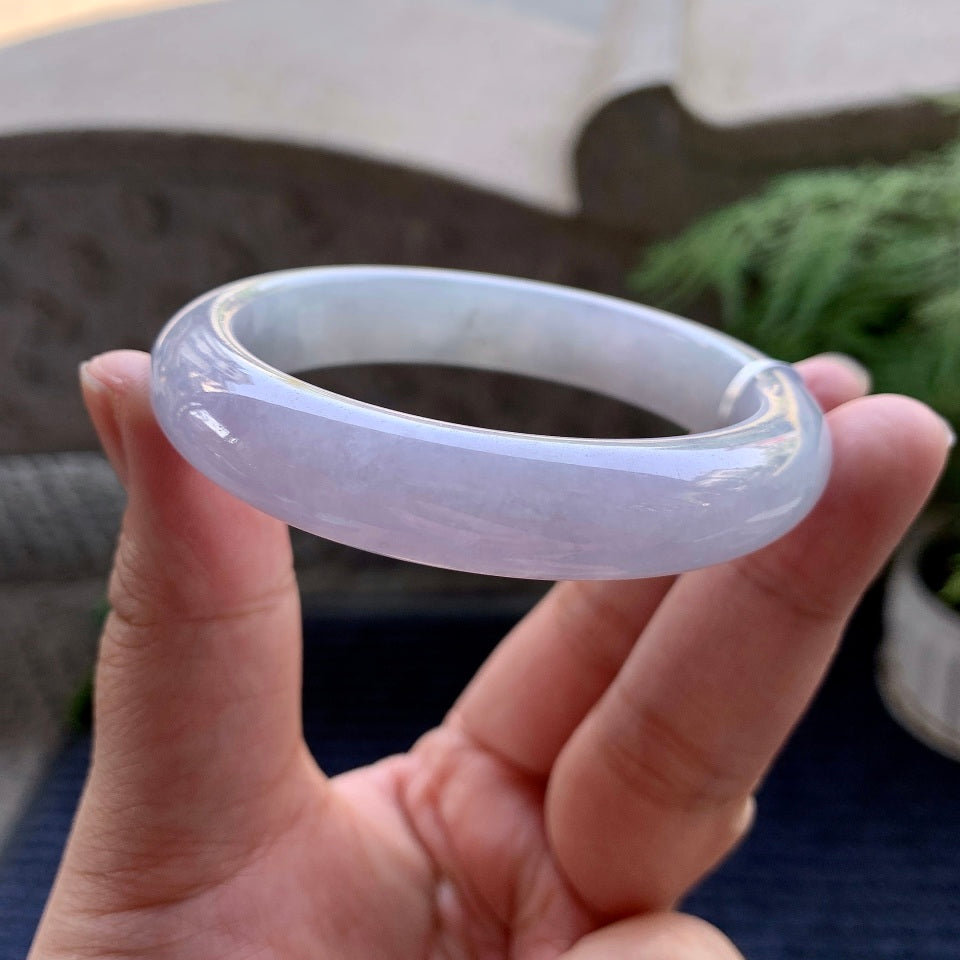 糯冰种淡紫罗兰平安镯（55.7mm）（yc094201）