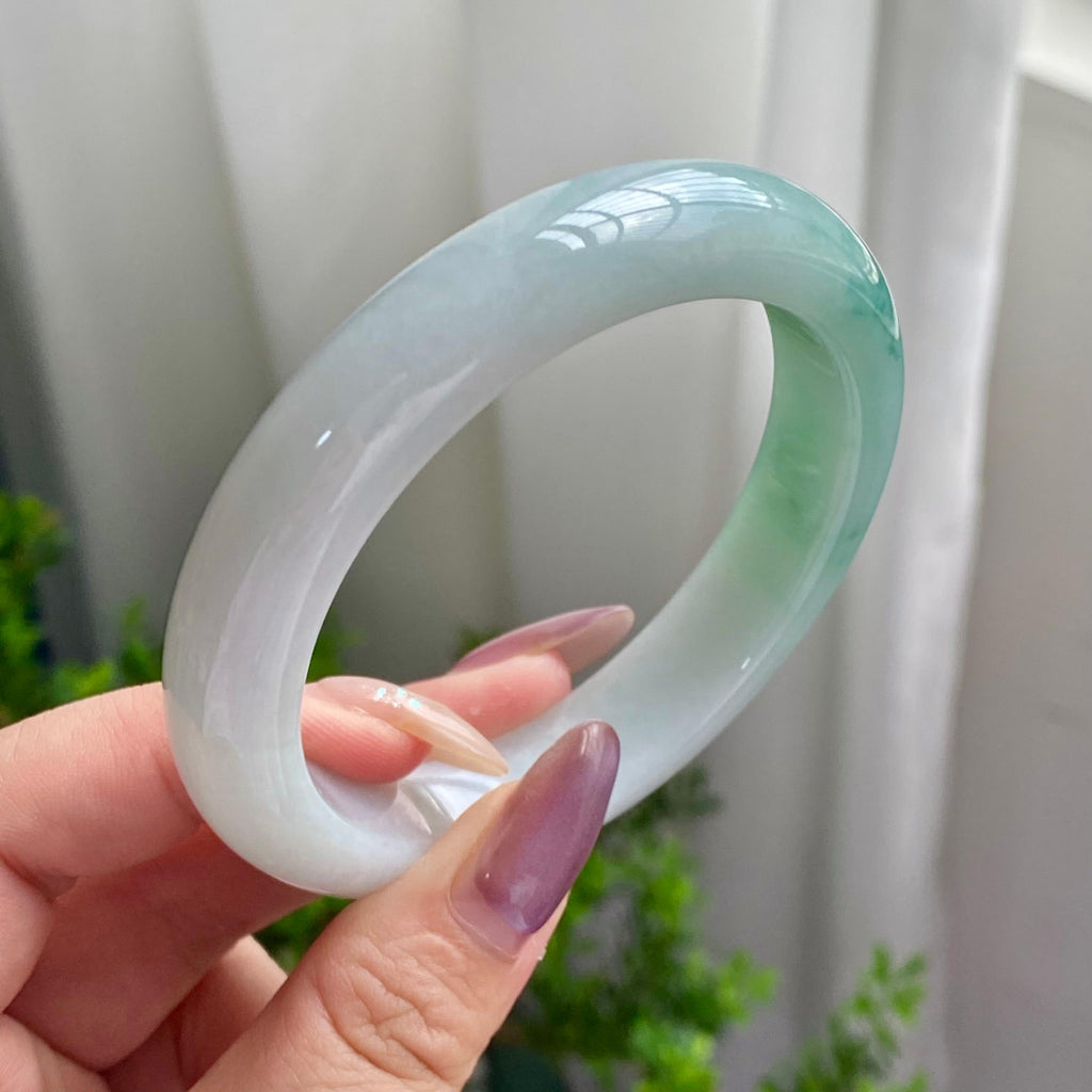 细糯种蓝底飘花平安镯（58圈）（yc201916）