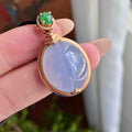 18k金镶冰种鸽子蛋紫罗兰吊坠（yc235116）