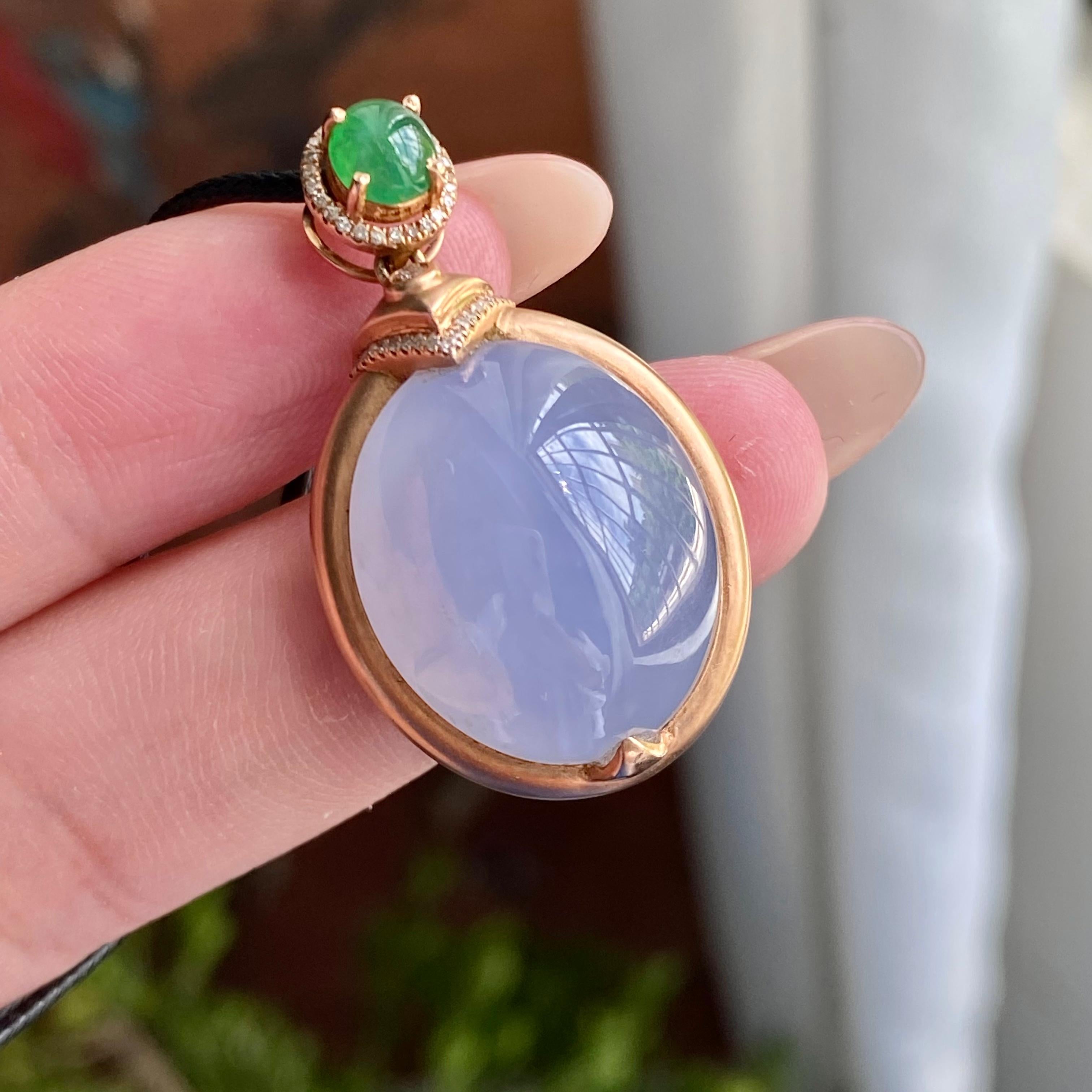 18k金镶冰种鸽子蛋紫罗兰吊坠（yc235116）