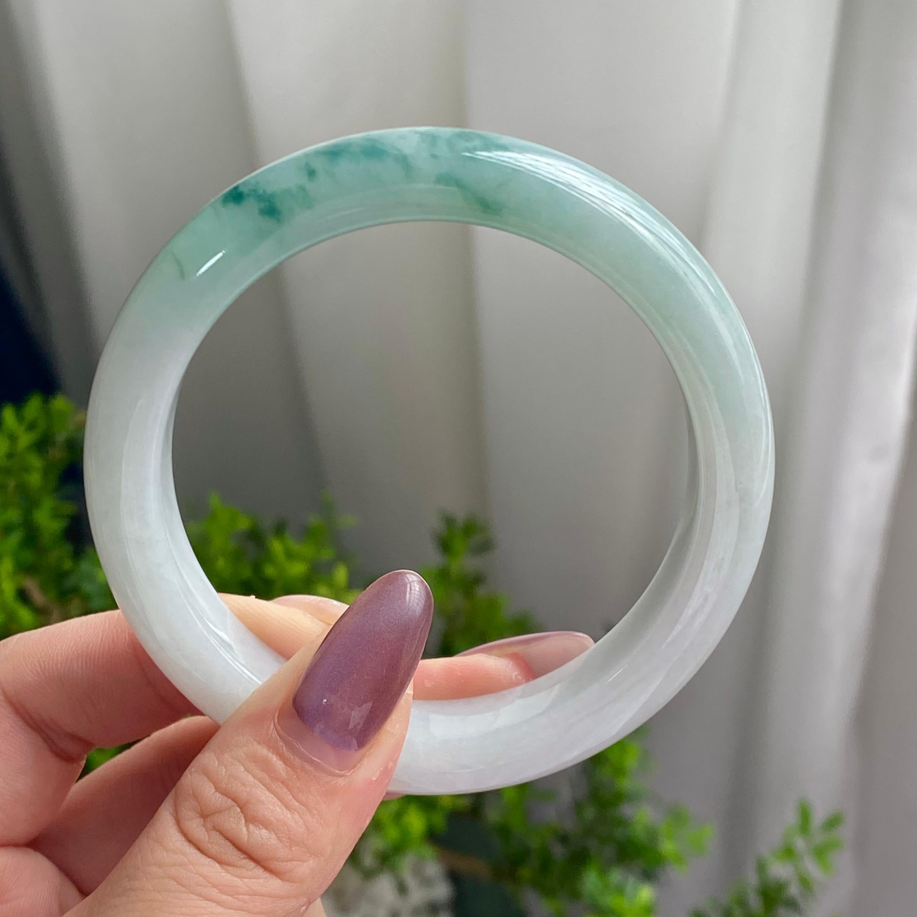 细糯种蓝底飘花平安镯（58圈）（yc201916）