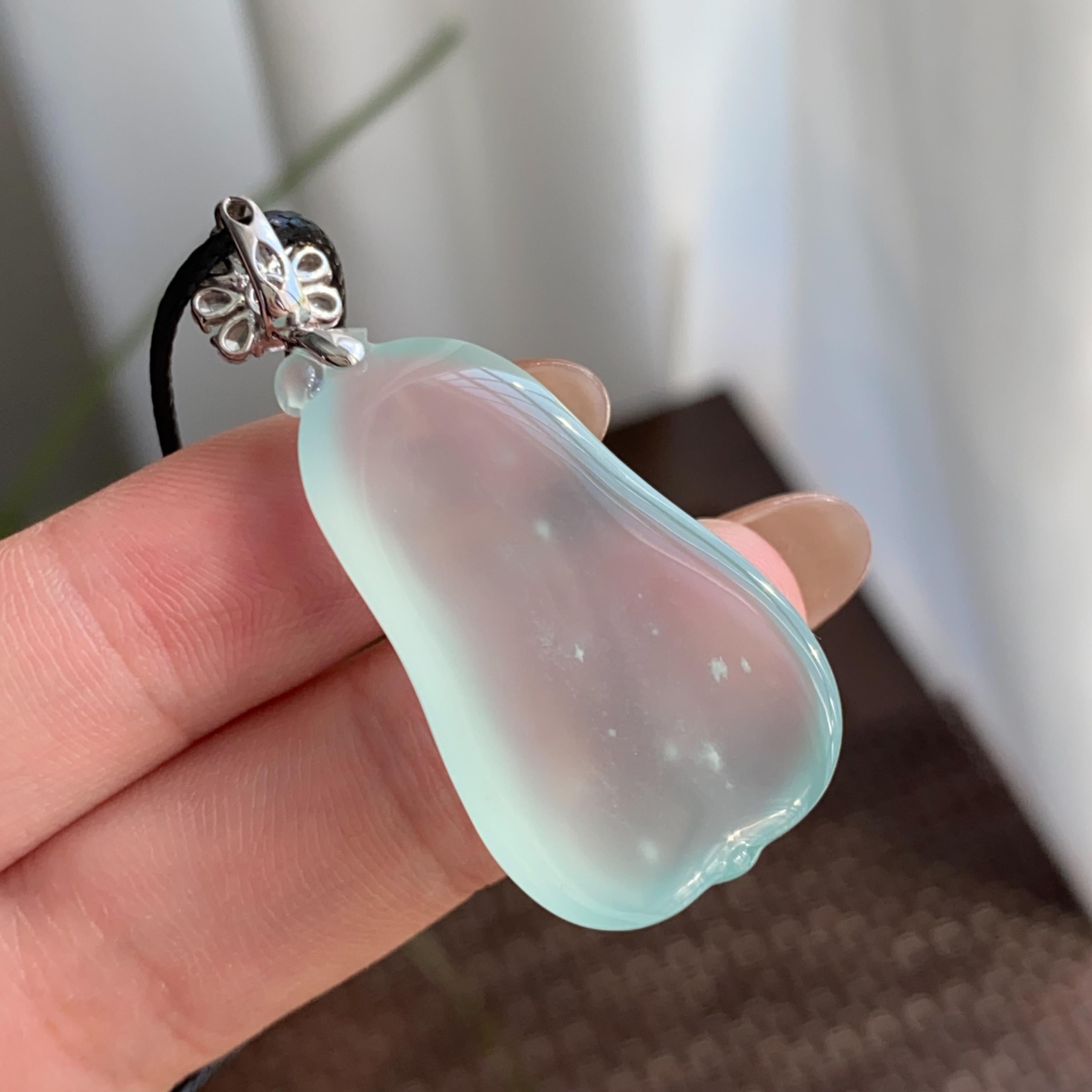 18k金钻镶冰种晴底福瓜吊坠（yc264934）