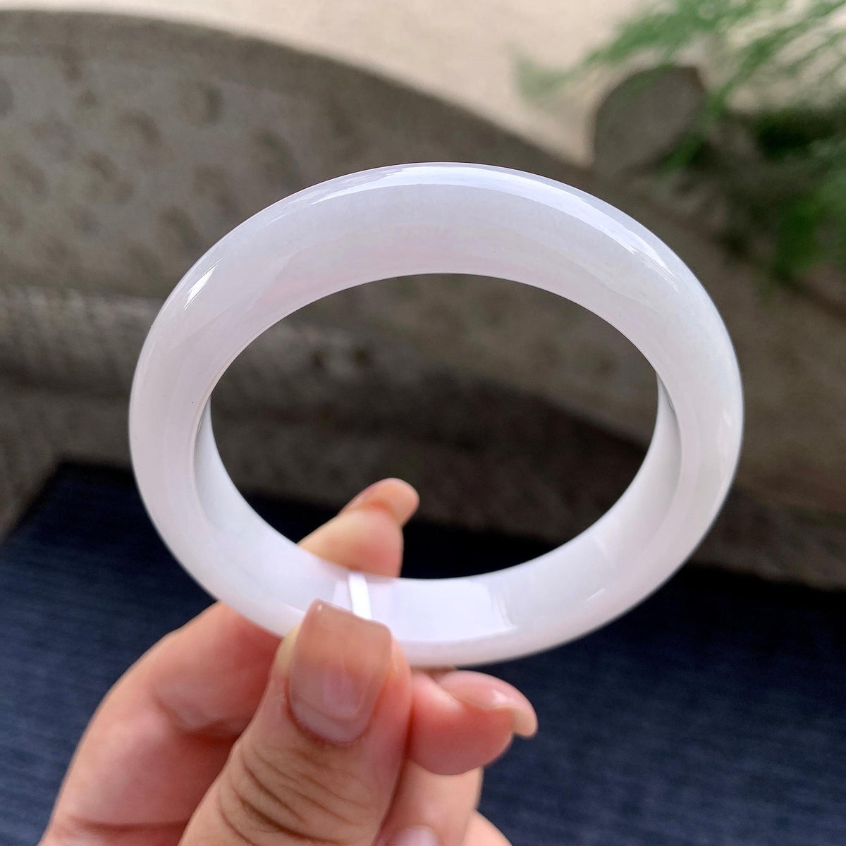 细糯种无色正圈平安镯 54圈口 天然缅甸A货翡翠（yc537913）