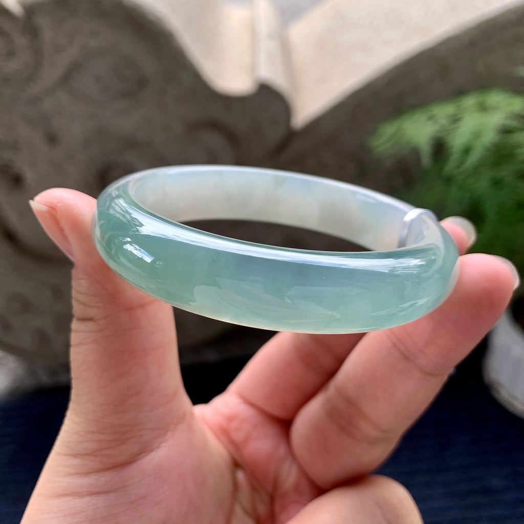 糯冰种蓝水平安镯（56.2mm）（yc117936）