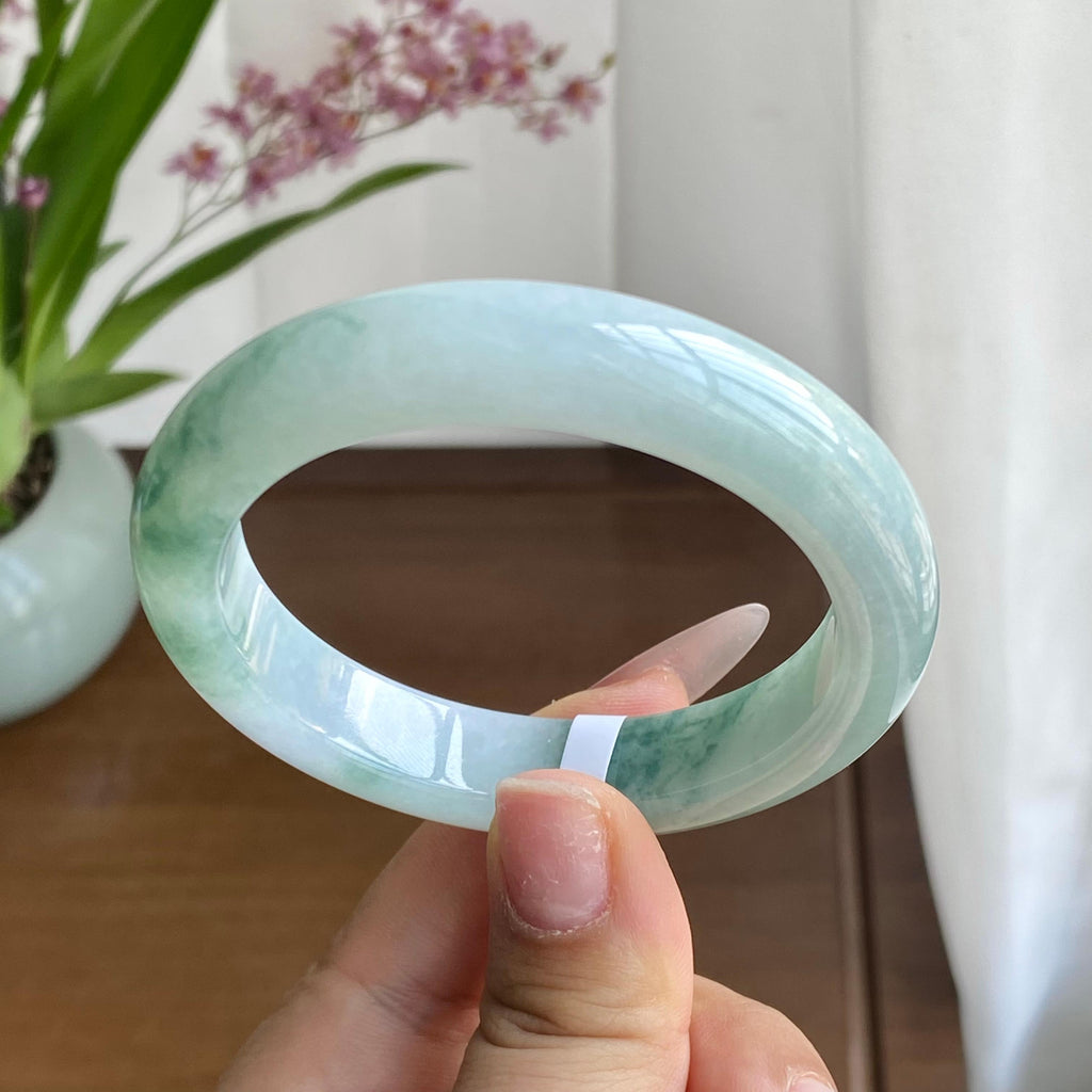 糯冰种飘花手镯（54圈）（yc298307）
