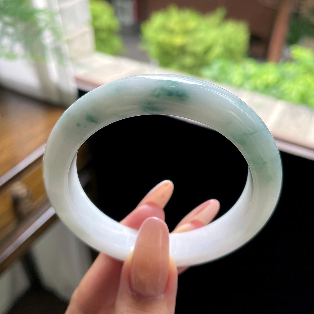 细糯种牛奶底飘花正圈平安镯 56圈（yc709468）