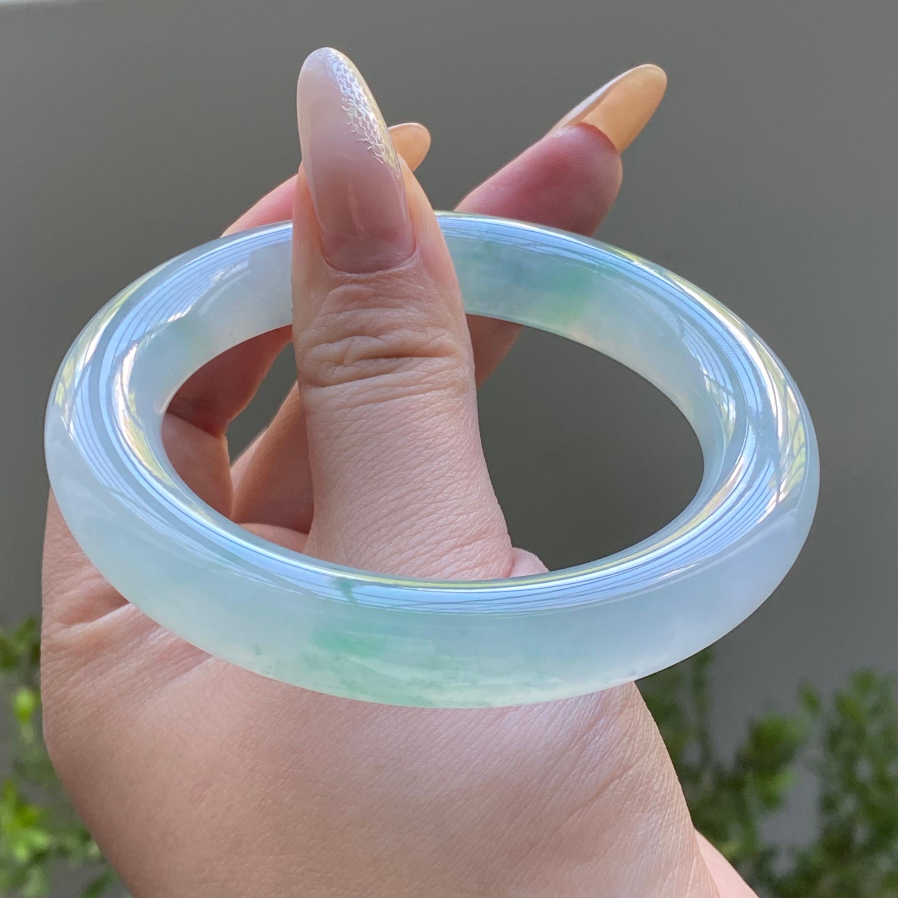 冰种飘花圆条手镯（56圈）（yc225916）