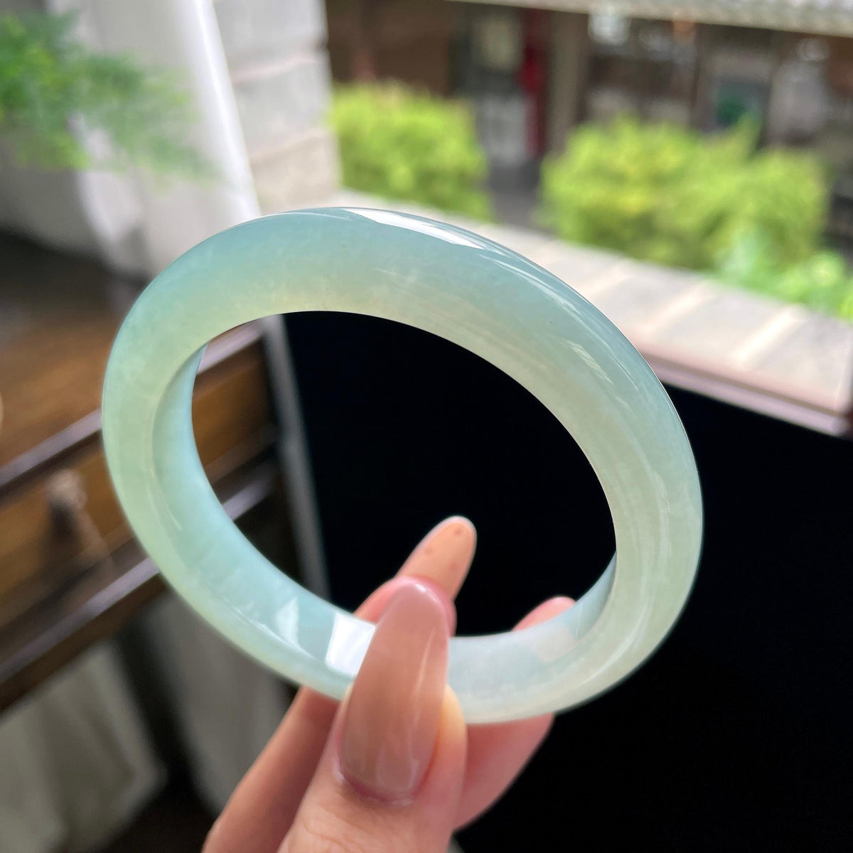 细糯种油青色湖水绿正圈平安镯 57圈 天然缅甸A货翡翠（yc703275）