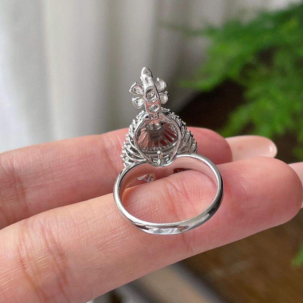 18K金镶白冰葫芦蛋面戒指（yc710711）