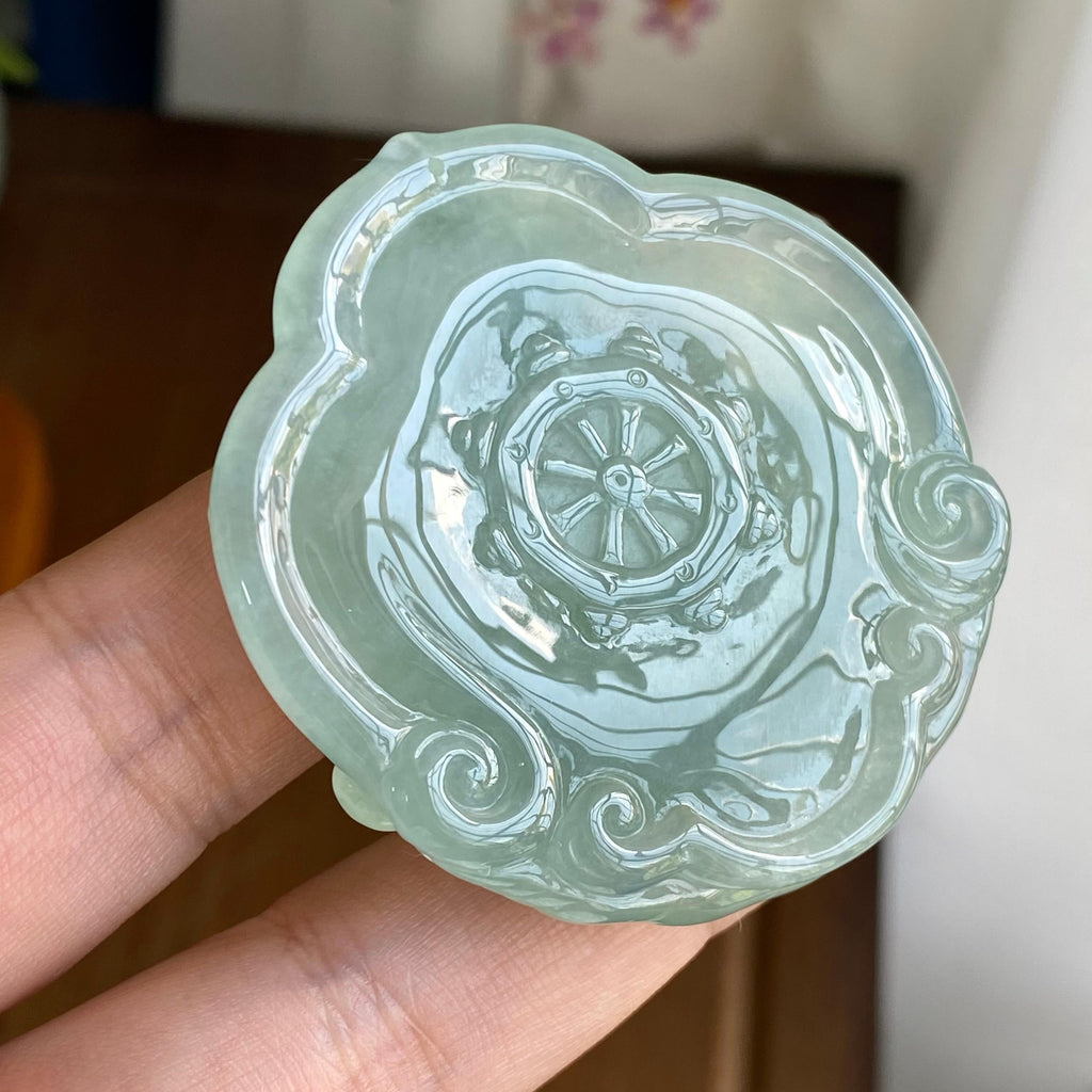 糯冰种晴底翡翠财神吊坠（yc297035）