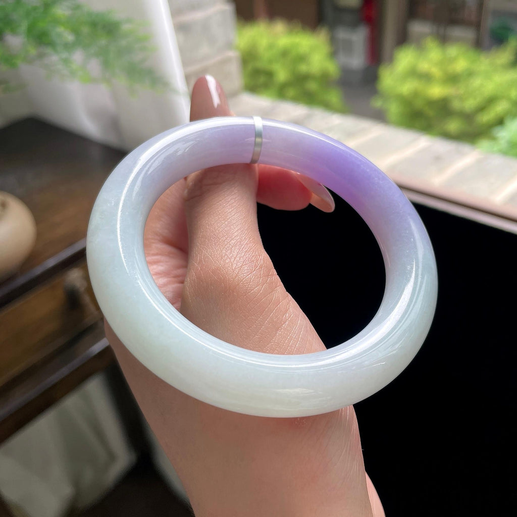 细糯种紫罗兰圆条 57.2圈 天然缅甸A货翡翠（yc703273）