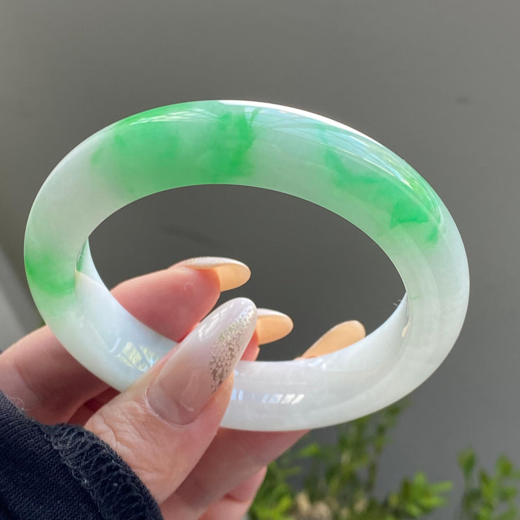 细糯种白底青平安镯（56圈）（yc225409）