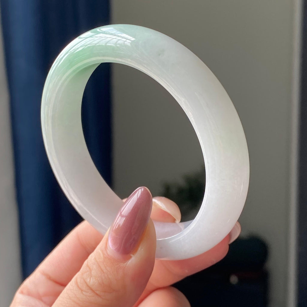 细糯种白底青平安镯手镯（53圈）（yc195663）