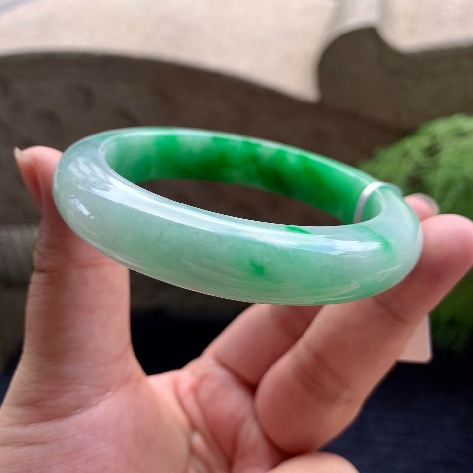 细糯种飘阳绿平安镯（58.5mm）（yc107251）
