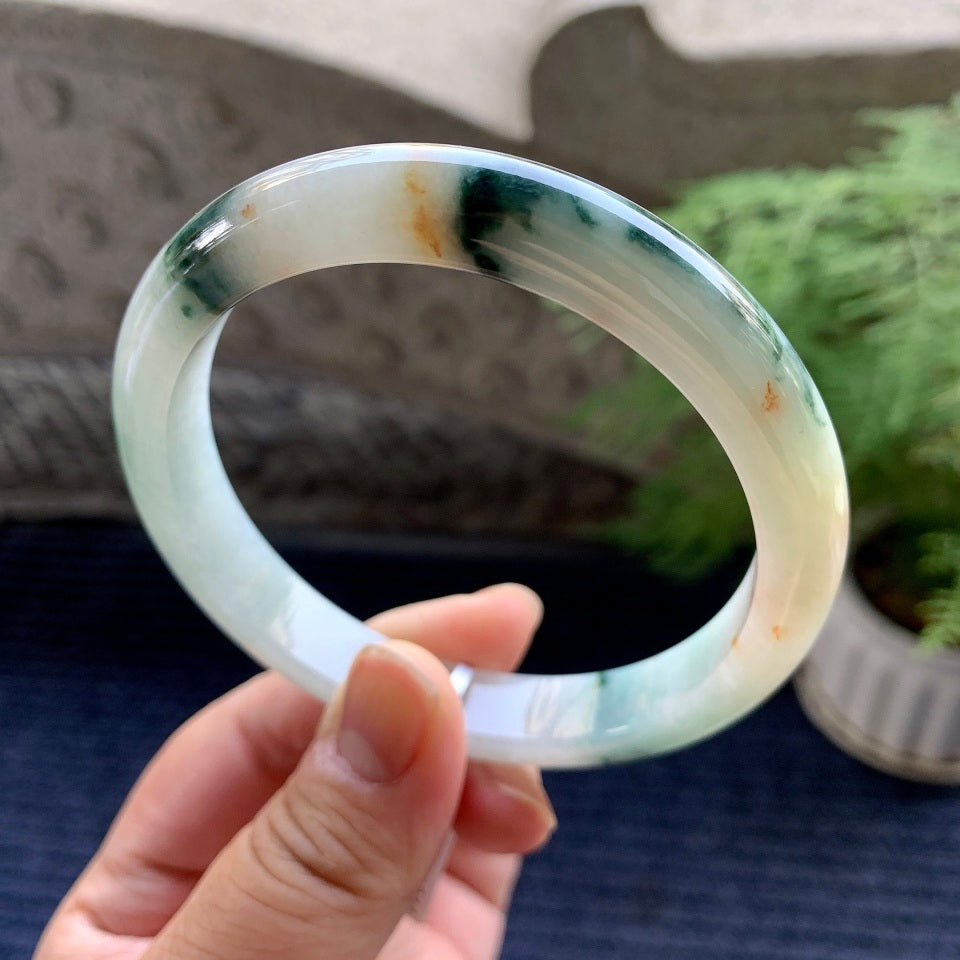 细糯种飘花洒金平安镯（64mm）（yc093343）