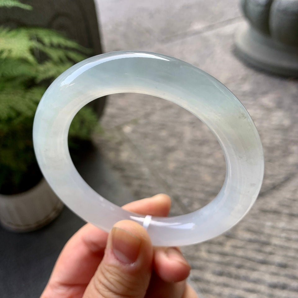 糯冰白月光圆条手镯（57.5mm）（yc057356）
