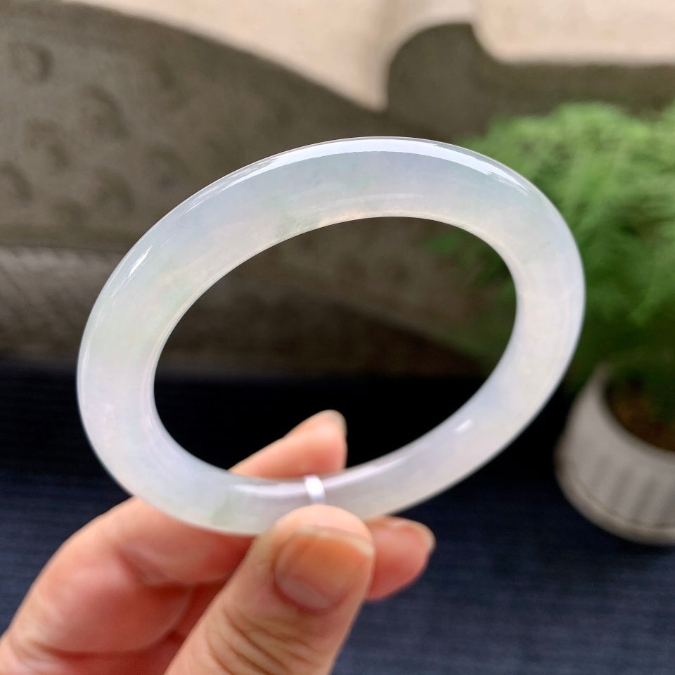 糯冰种无色圆条手镯（52.4mm）（yc082611）