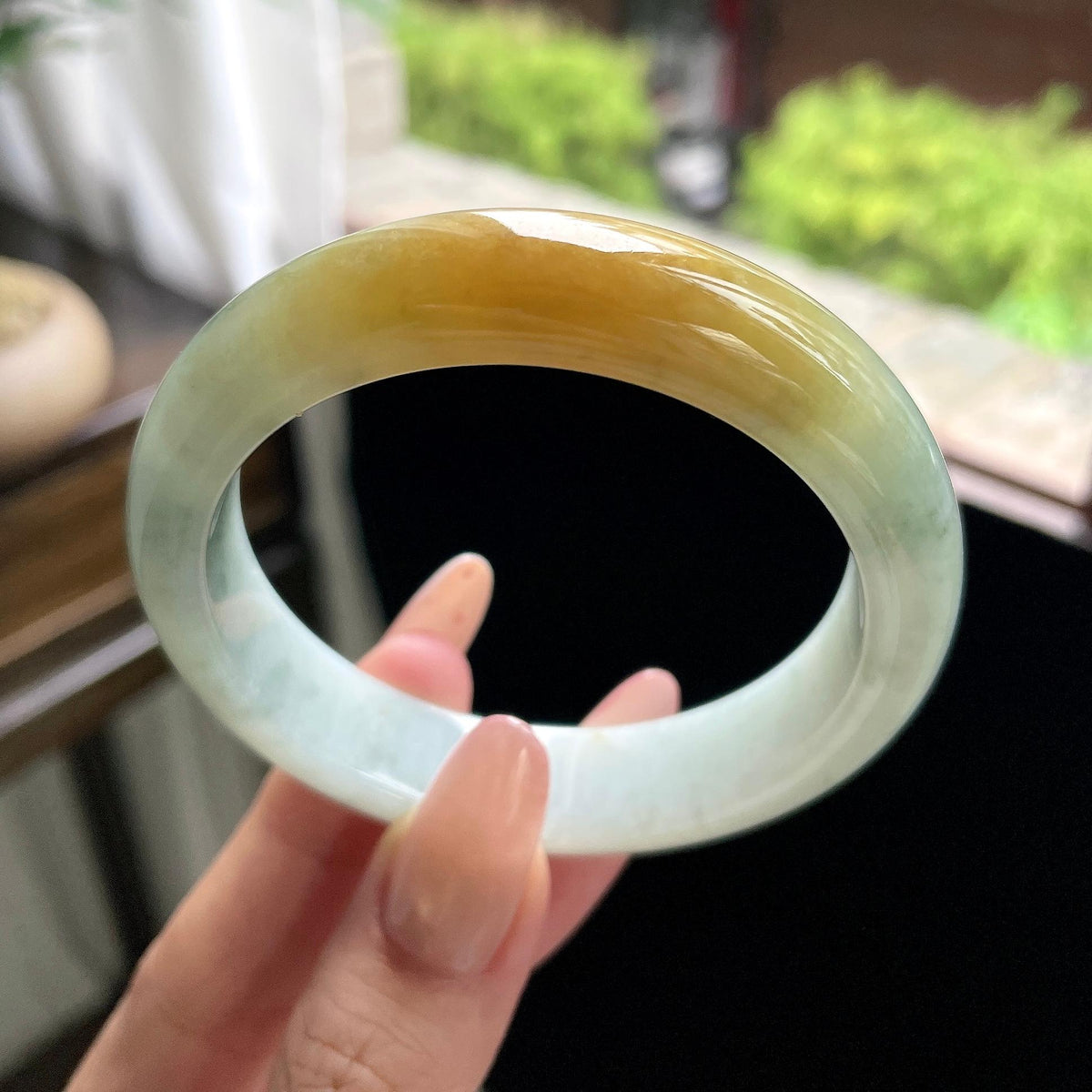 细糯种黄翡正圈平安镯 57圈 天然缅甸A货翡翠（yc693187）