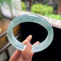 糯冰种蓝飘花宽版正圈平安镯 57圈（yc709485）
