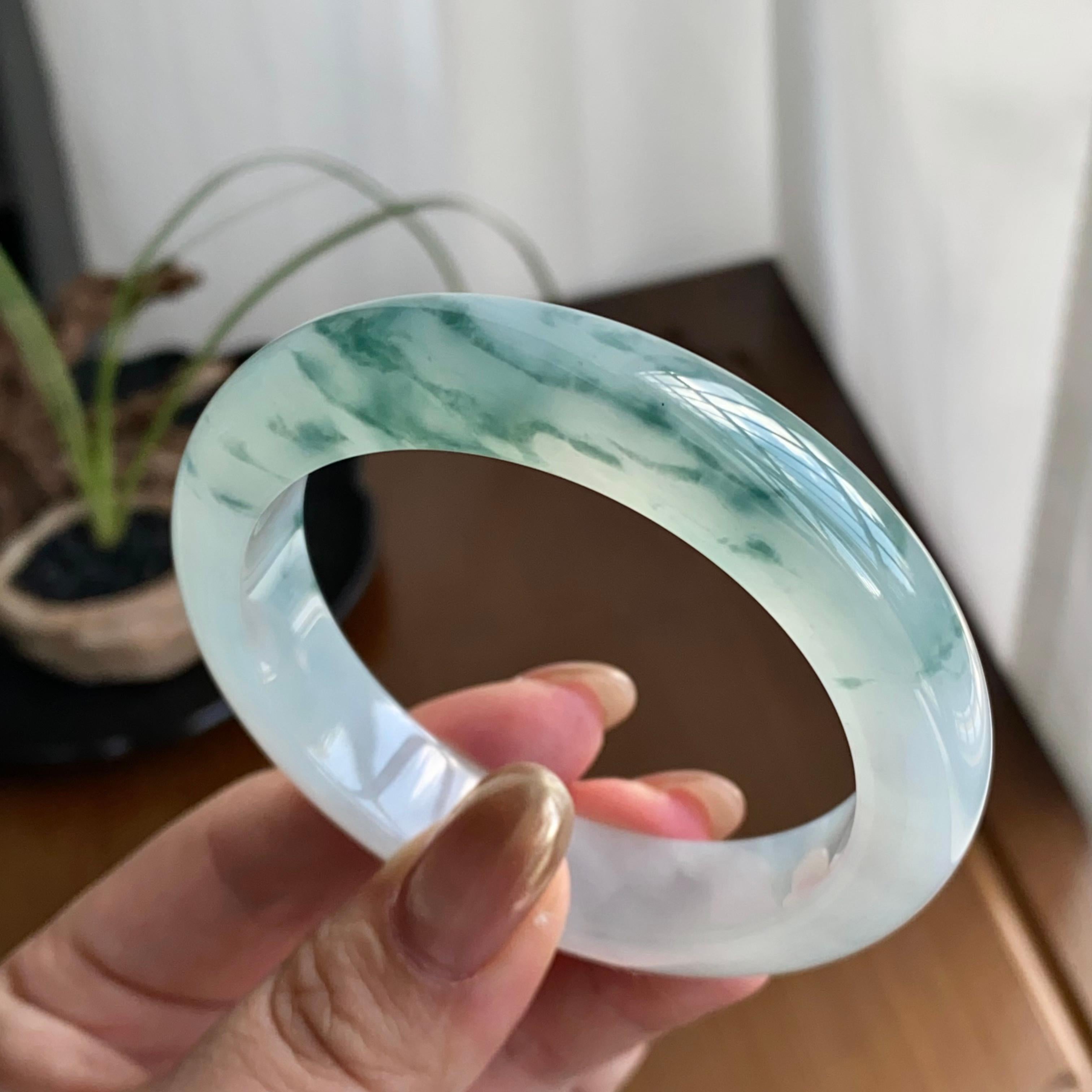 冰种飘花平安镯（53圈）（yc258941）