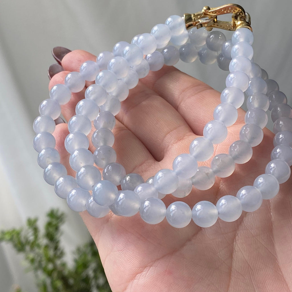 冰种蓝紫底珠链（84颗）（yc213178）