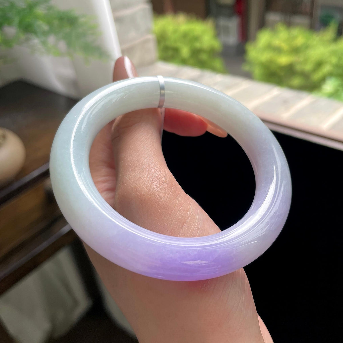 细糯种紫罗兰圆条 57.2圈 天然缅甸A货翡翠（yc703273）
