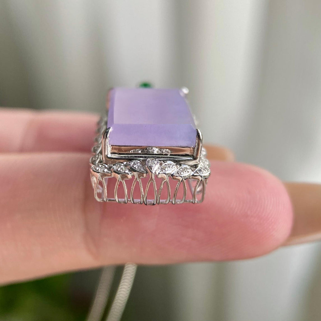 18k金钻镶冰种紫罗兰无事牌吊坠（yc216840）