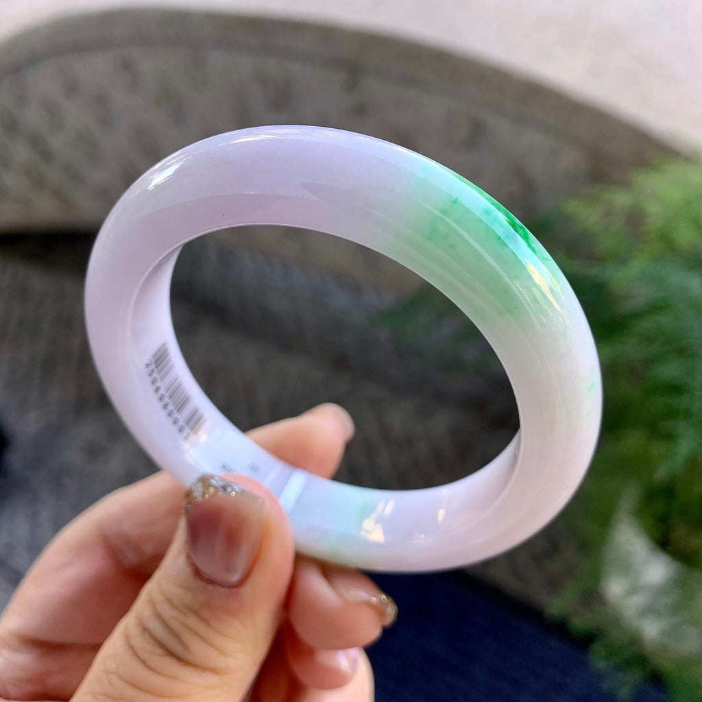糯种淡粉底飘绿平安镯（52.2mm）（yc274595）