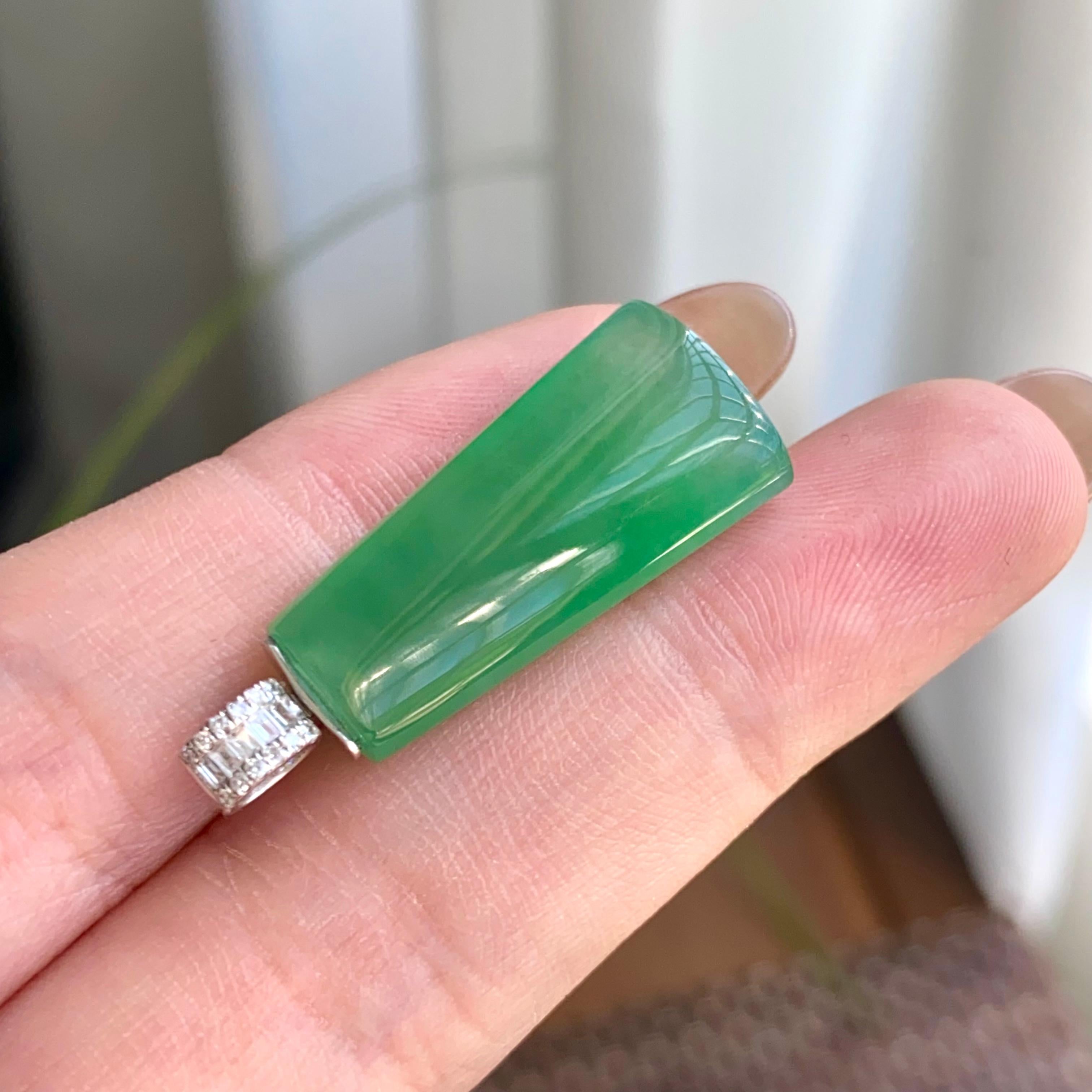 18k金钻镶冰种满绿无事牌吊坠（yc264958）