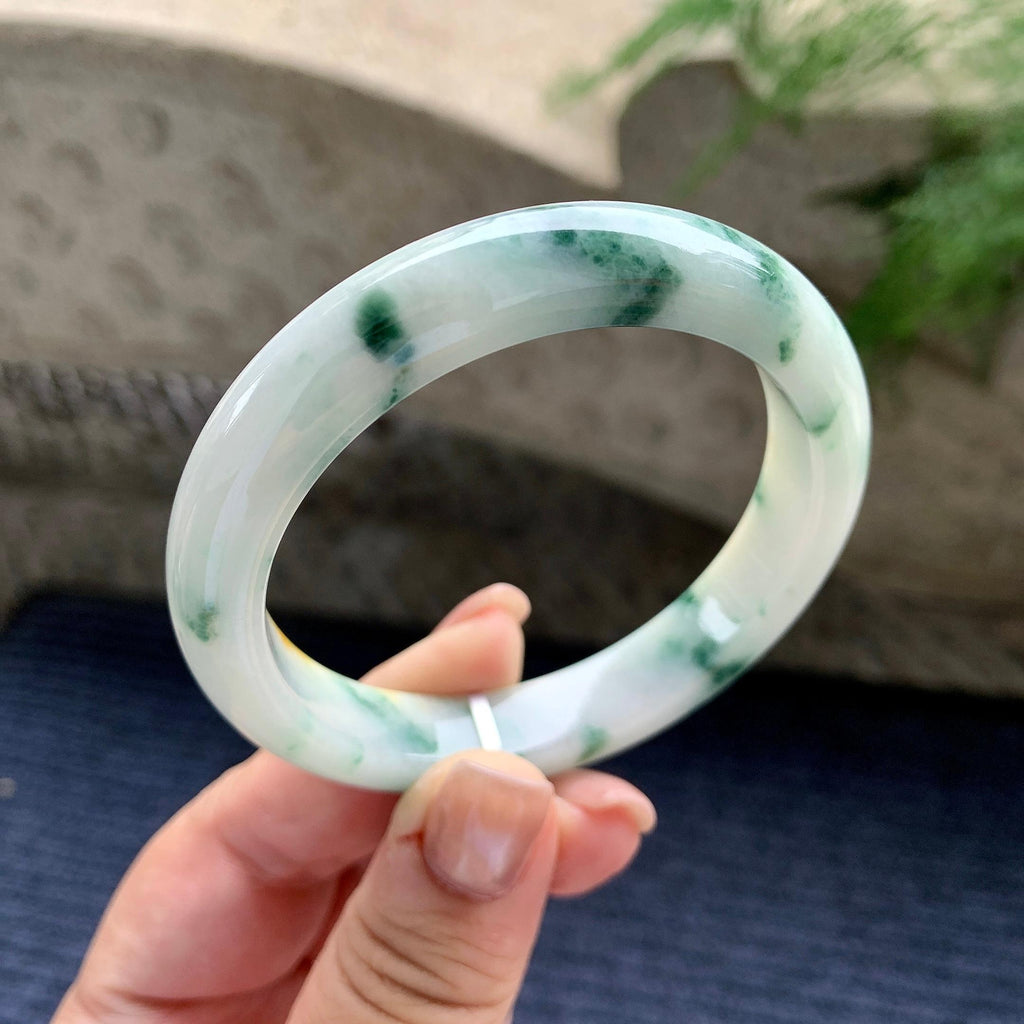 秒杀 细糯种黄翡飘蓝花正圈平安镯 56圈口（yc711296）