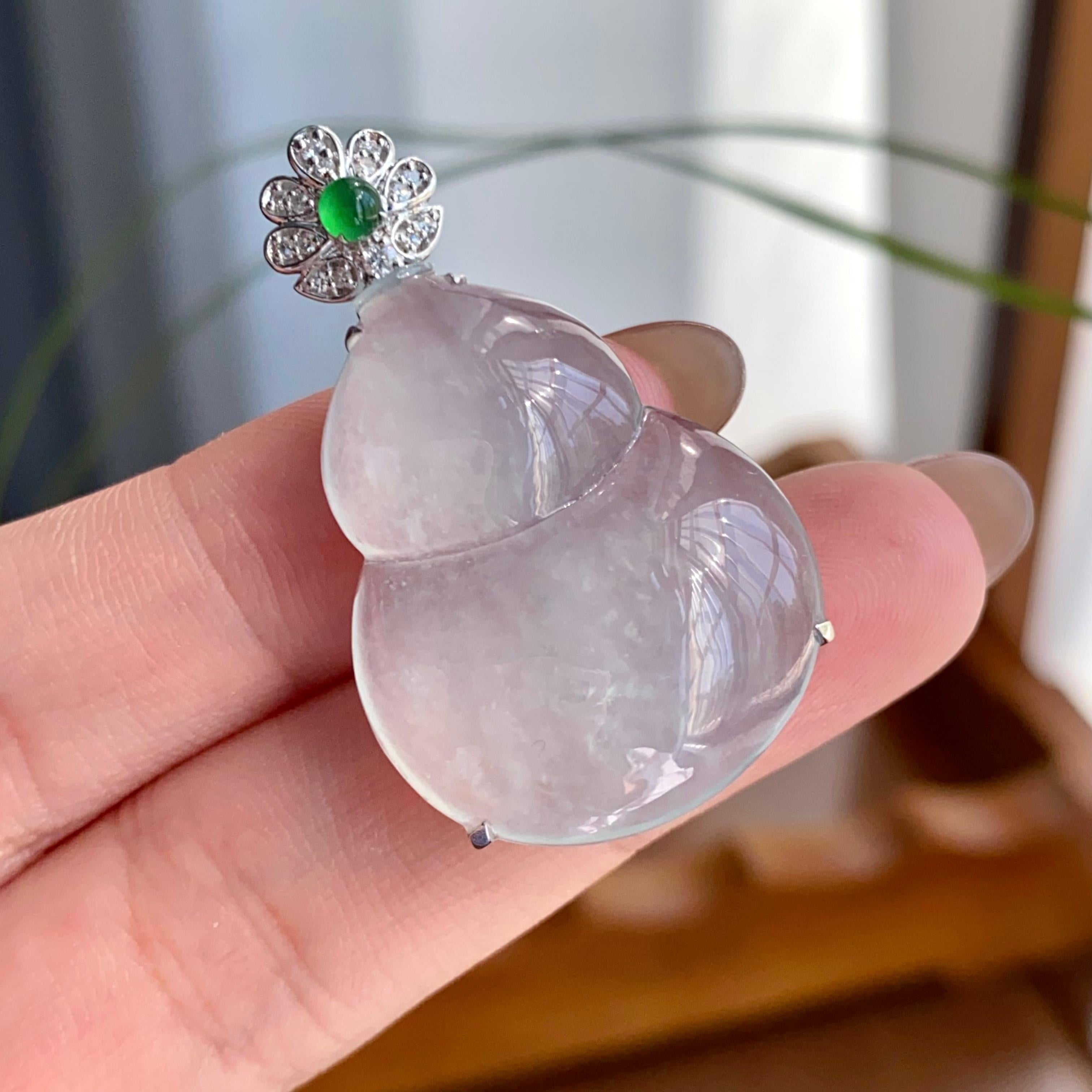 18k金钻镶冰种葫芦吊坠（yc256112）