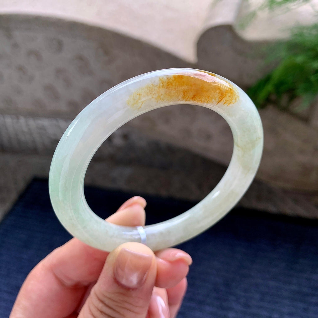 细糯种黄翡圆条手镯 53圈口 （yc705887）