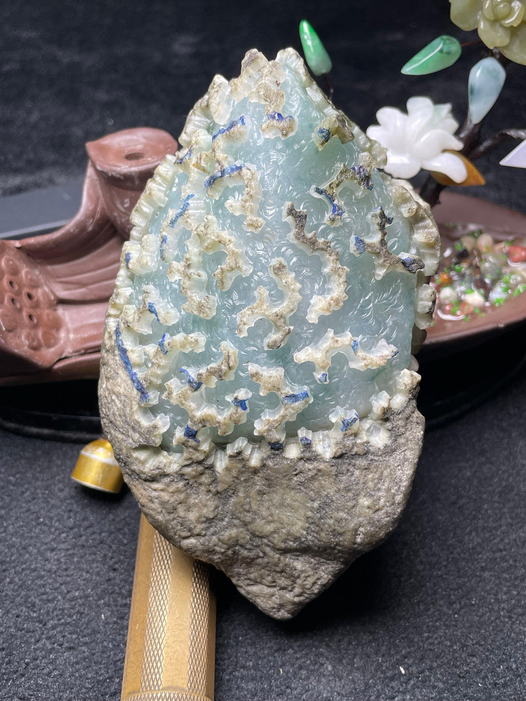 莫西沙开窗冰飘花手镯料（yc698619）