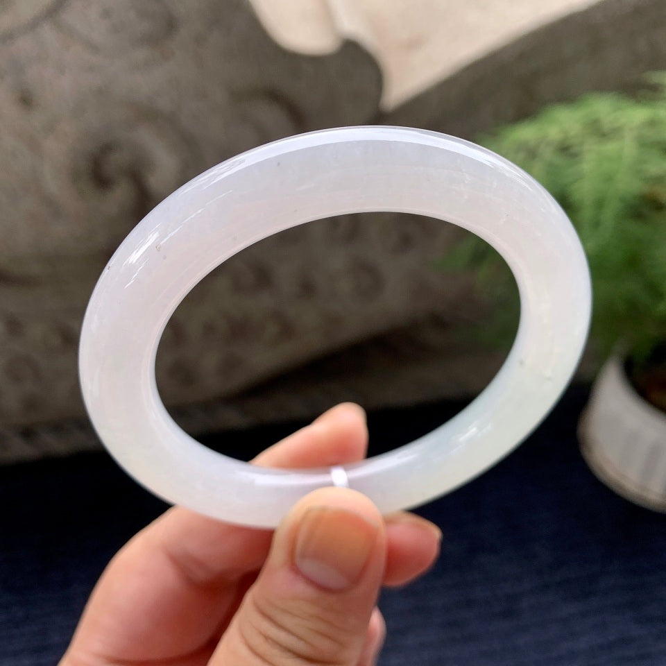 细糯种无色圆条手镯（55.8mm）（yc091798）