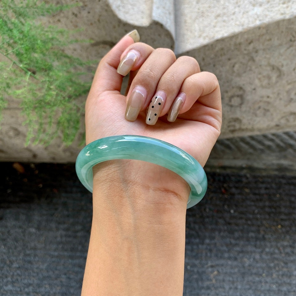 糯冰蓝水翡翠平安镯（58.8mm）（yc029102）