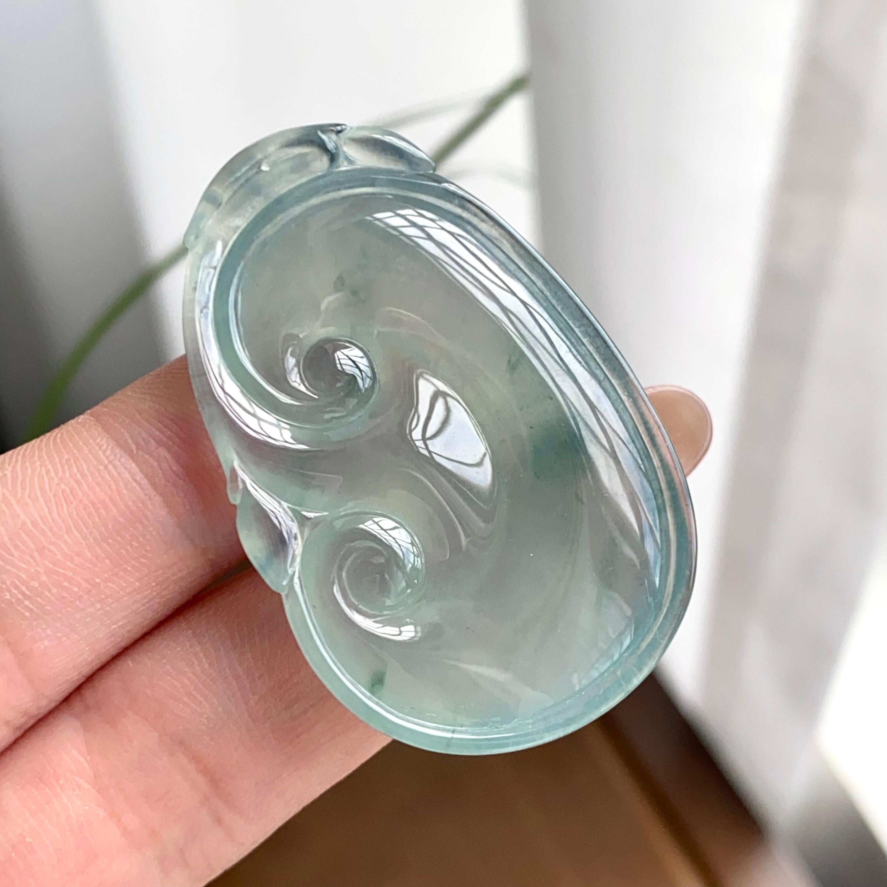 冰种蓝底飘花如意吊坠（yc262756）