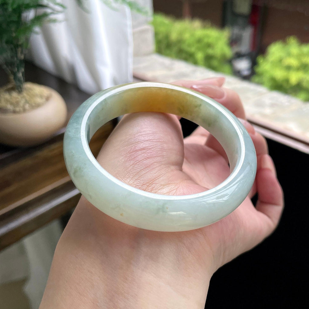 细糯种黄翡正圈平安镯 57圈 天然缅甸A货翡翠（yc693187）