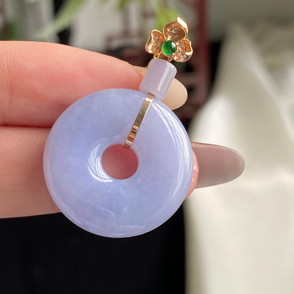 18k金钻镶细糯种紫罗兰甜甜圈吊坠（yc197327）