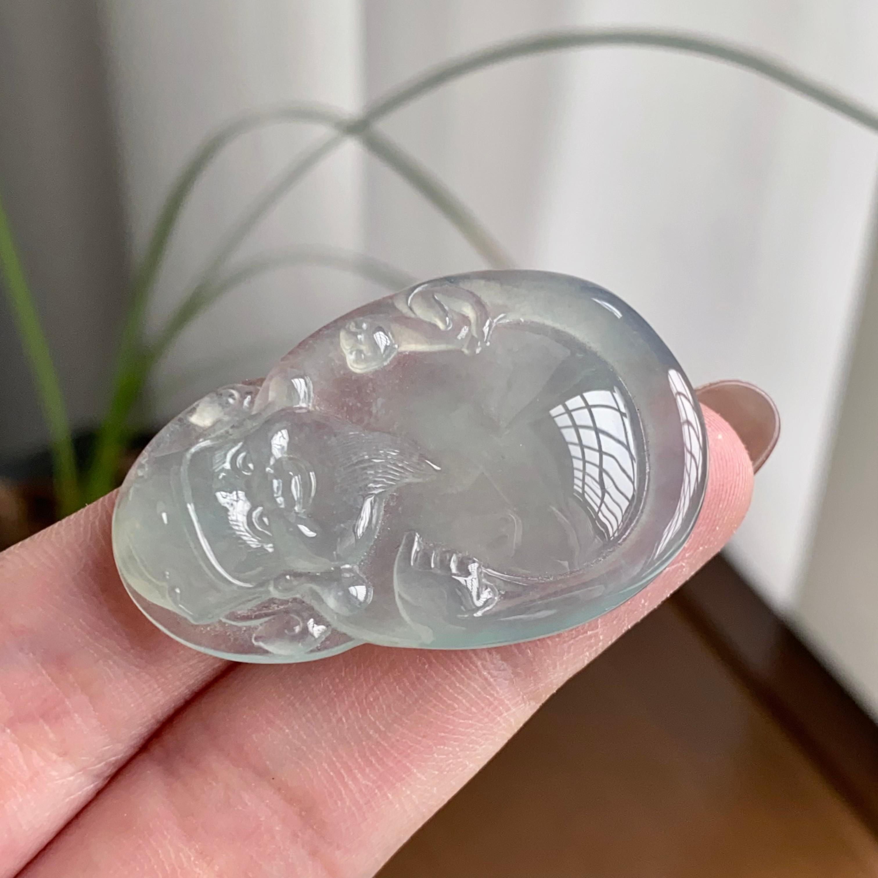 冰种淡晴底财神吊坠（yc260818）