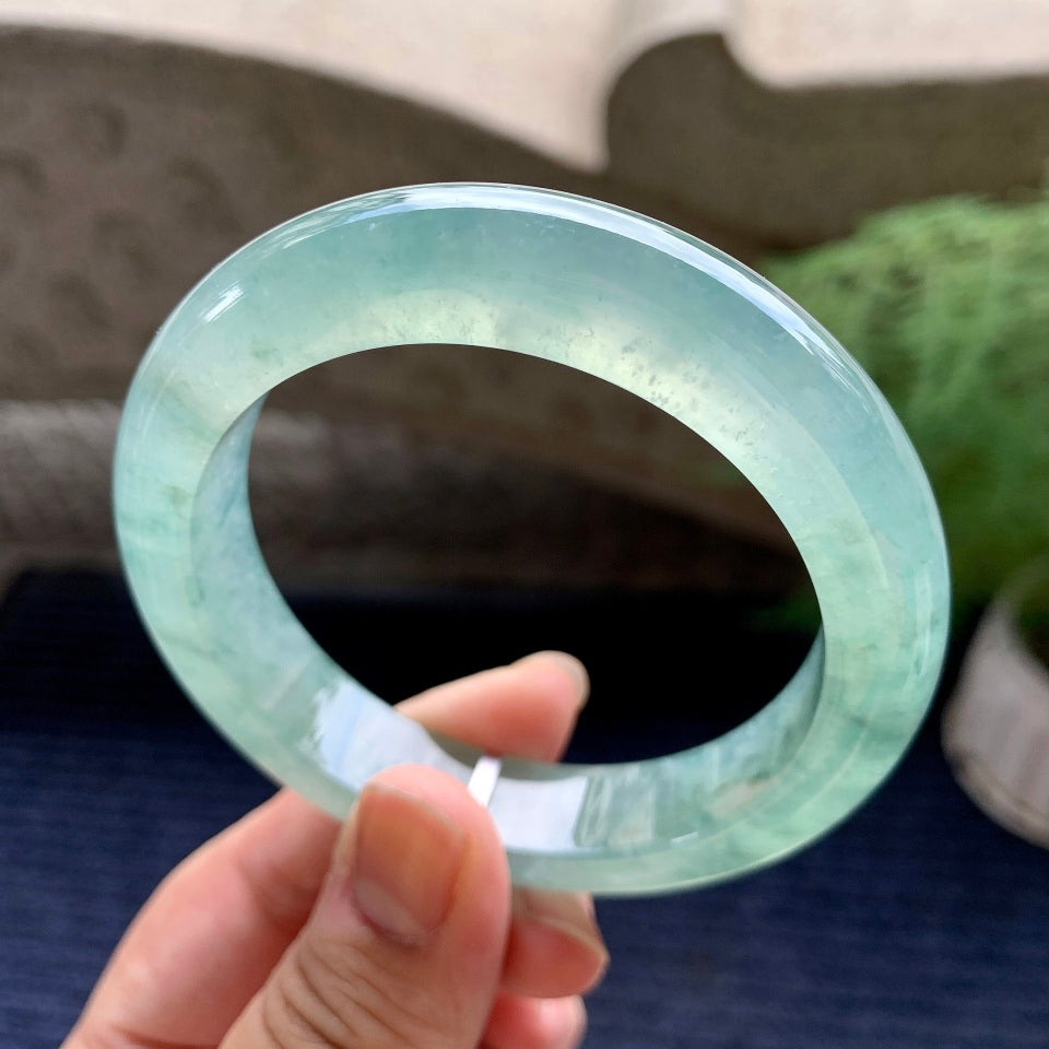 糯冰种晴水飘花平安镯（56.7mm）（yc116148）