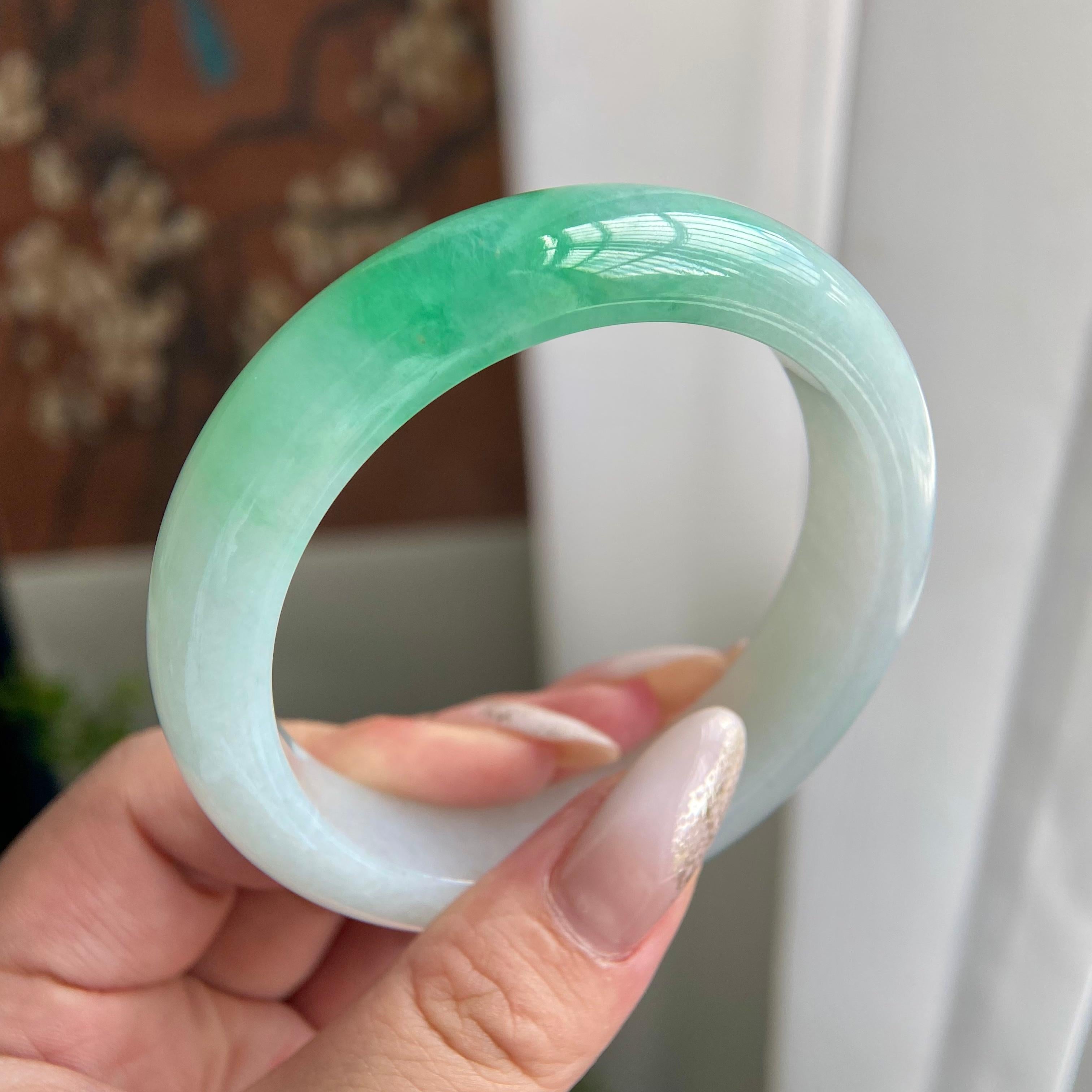 细糯种白底青平安镯（56圈）（yc211738）