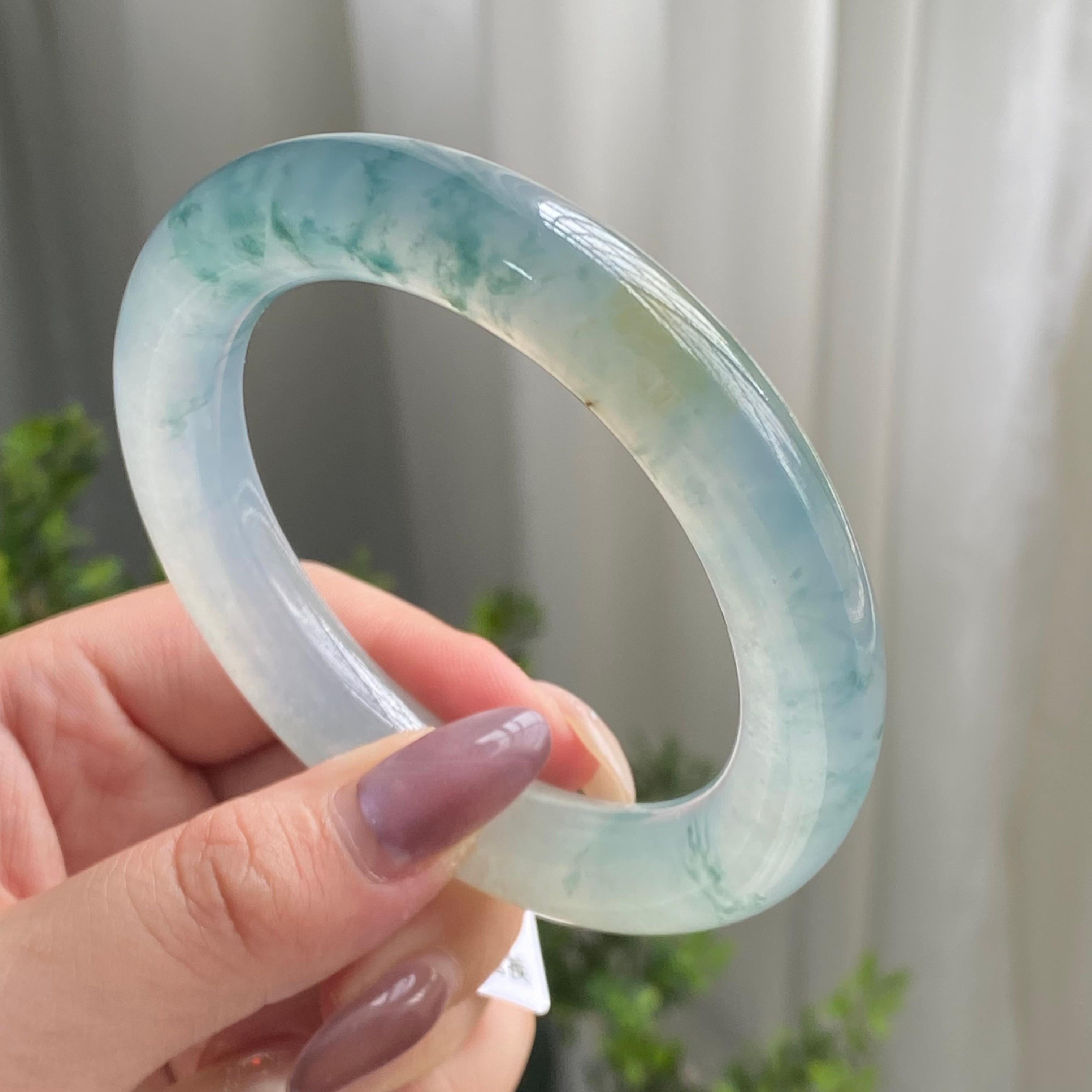 冰种飘花洒金圆条手镯（58圈）（yc199710）